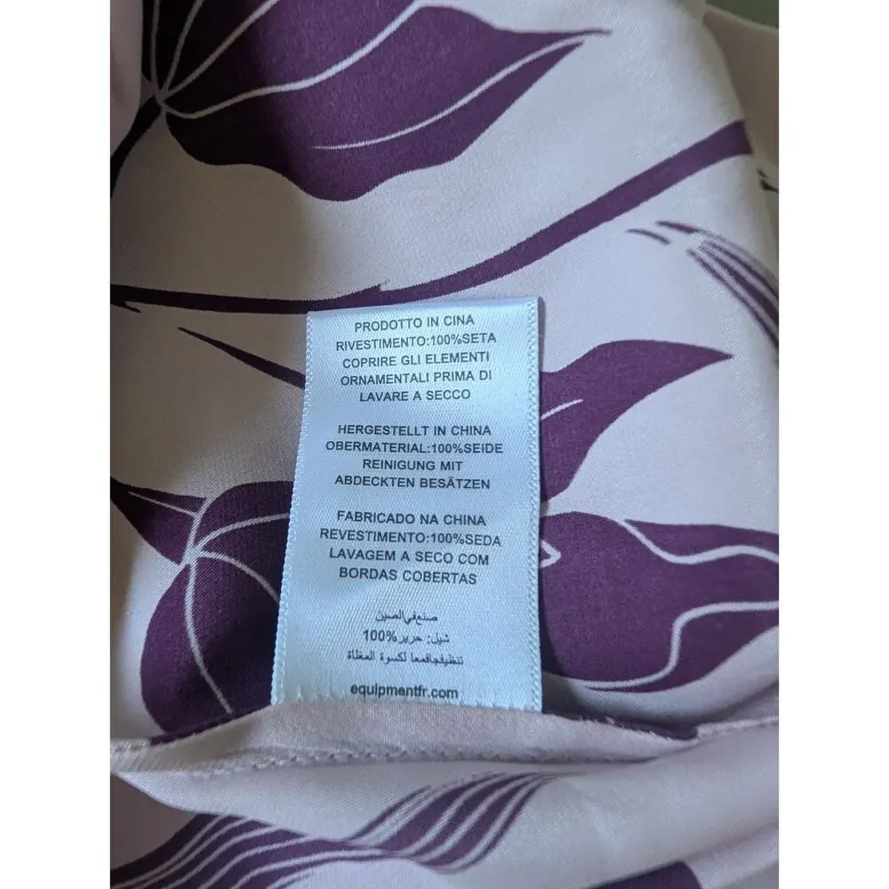 NWOT Equipment Silk Andrese Wrap Long-sleeve Printed Midi Dress Sz 6 Plum 9C606 - Picture 8 of 8